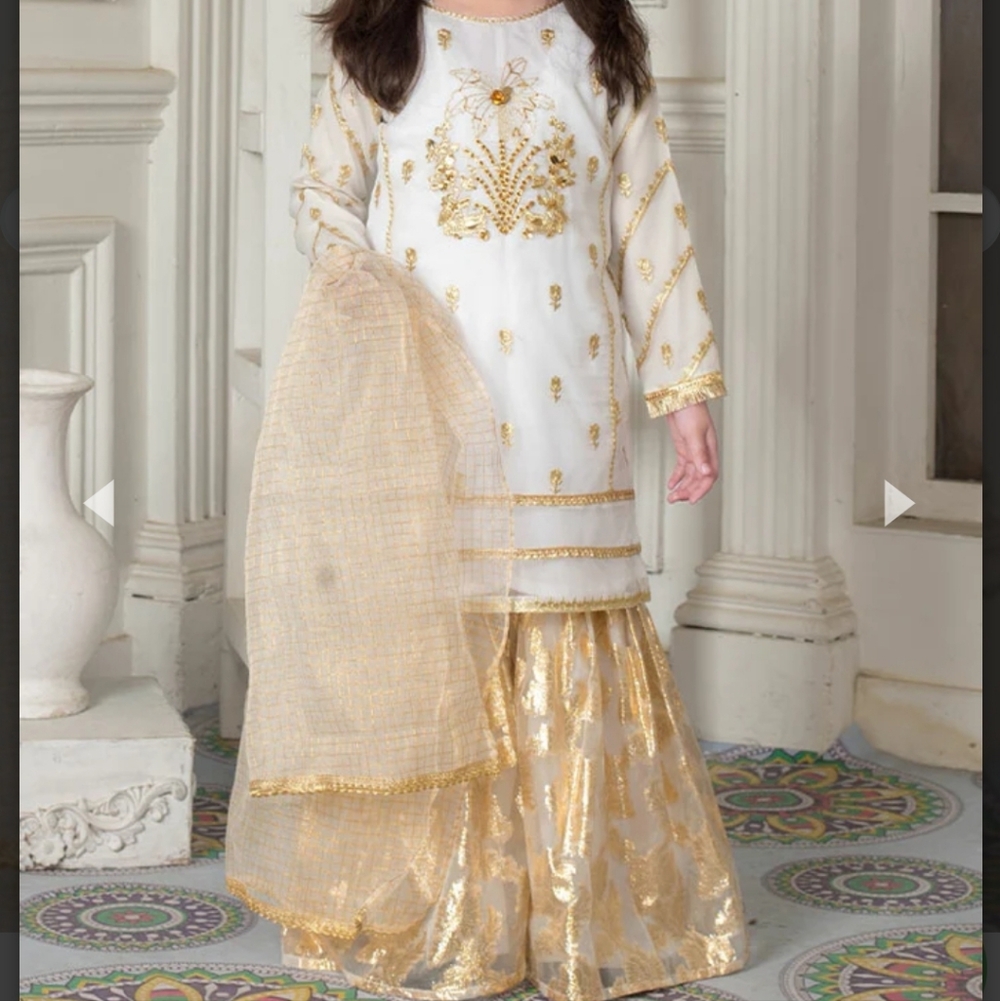 Elegant Gold and Cream Traditional Outfit Gharara